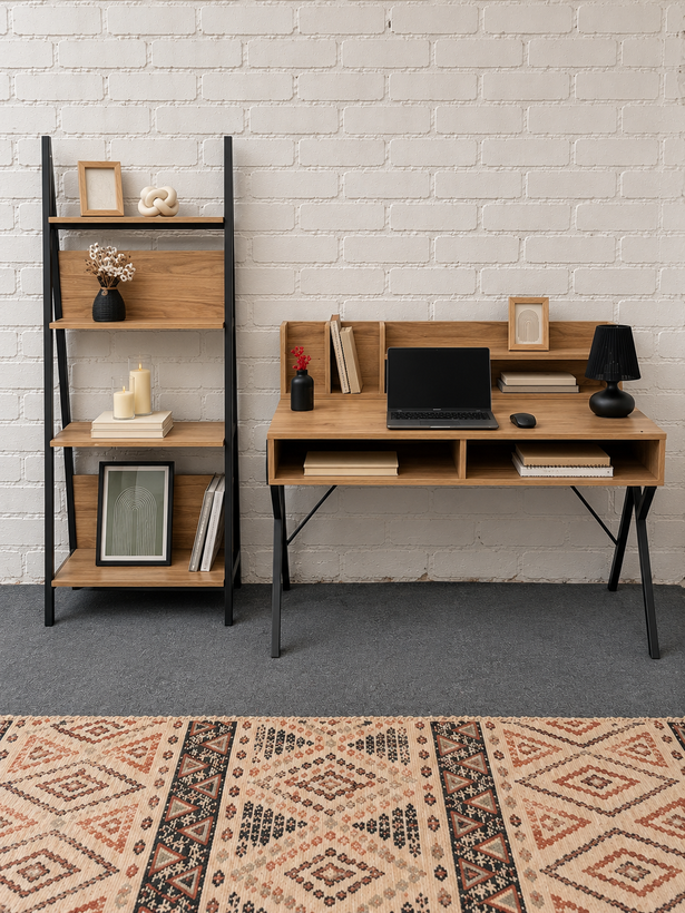 ست میز تحریر و کتابخانه مدل راشا