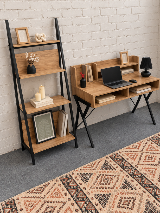 ست میز تحریر و کتابخانه مدل راشا