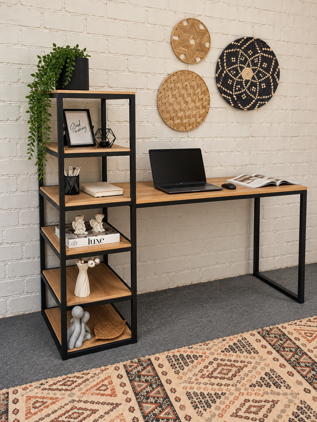 ست میز تحریر و کتابخانه مدل آرتین