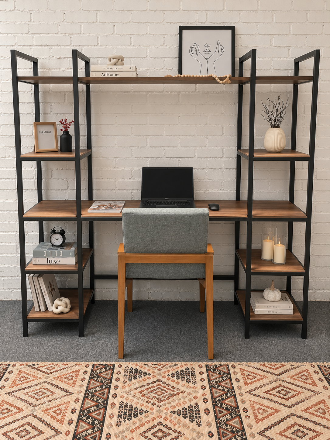 ست میز تحریر و کتابخانه دوطرفه مدل هیراد
