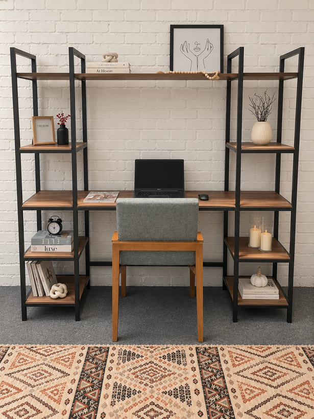 ست میز تحریر و کتابخانه دوطرفه مدل هیراد