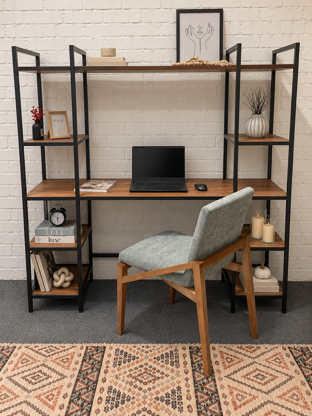 ست میز تحریر و کتابخانه دوطرفه مدل هیراد